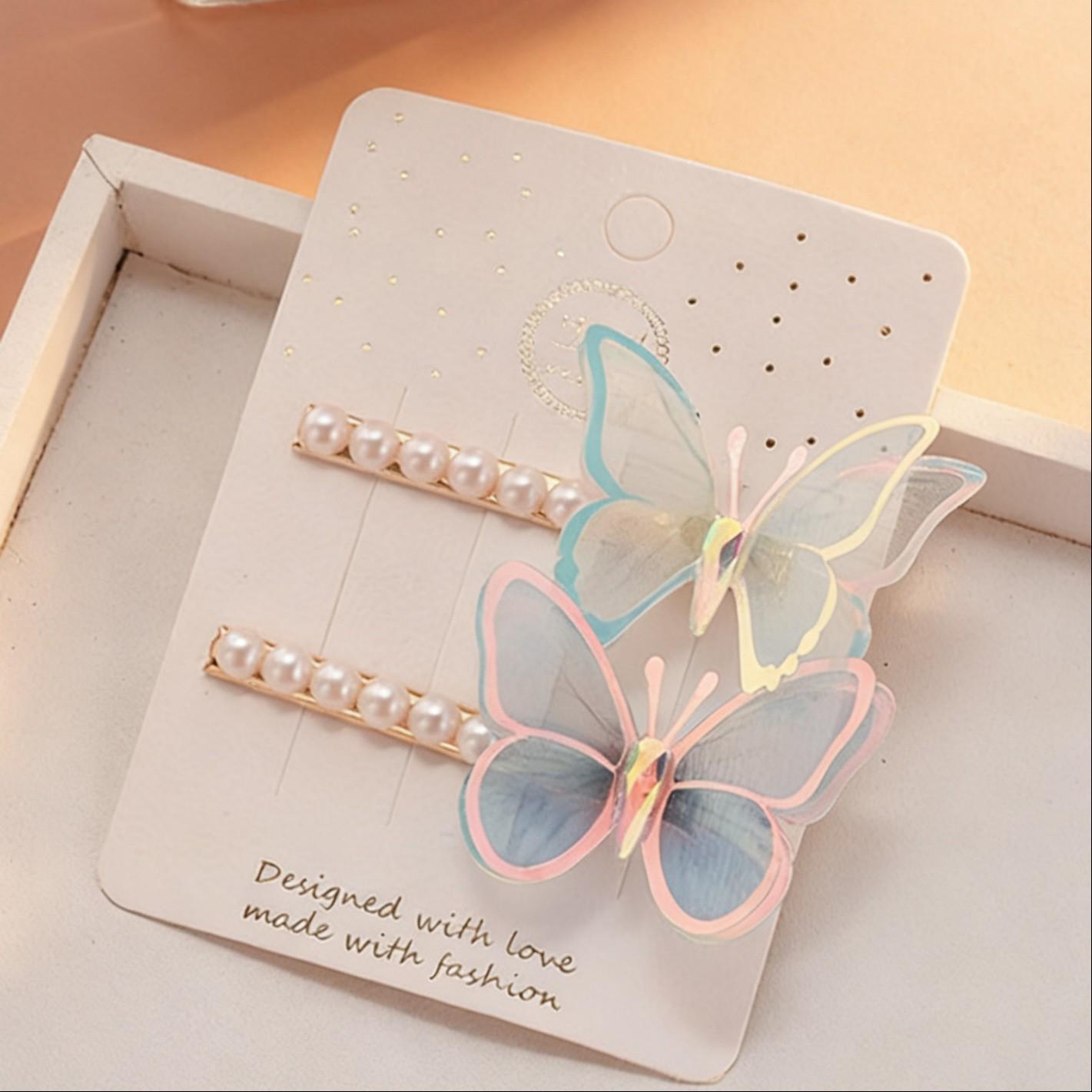 

Gradient 3D Double-Layer Butterfly Hair Clip for Women – Stylish Side Bangs Accessory бежевий