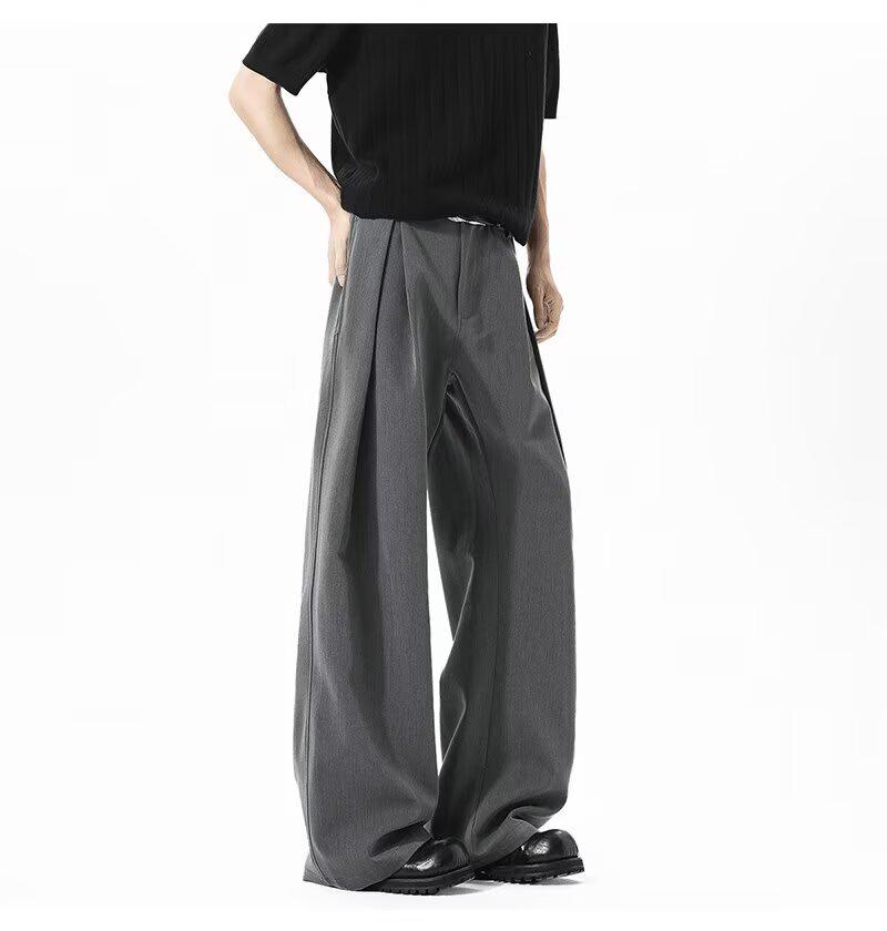 Unisex Retro Redőzött Széles Szárú Laza Nadrág