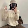 Sweater for Women Autumn Winter Thickened Warm Knitted Stretchy Lace-Up Solid Color Long Sleeve Oversize Tops