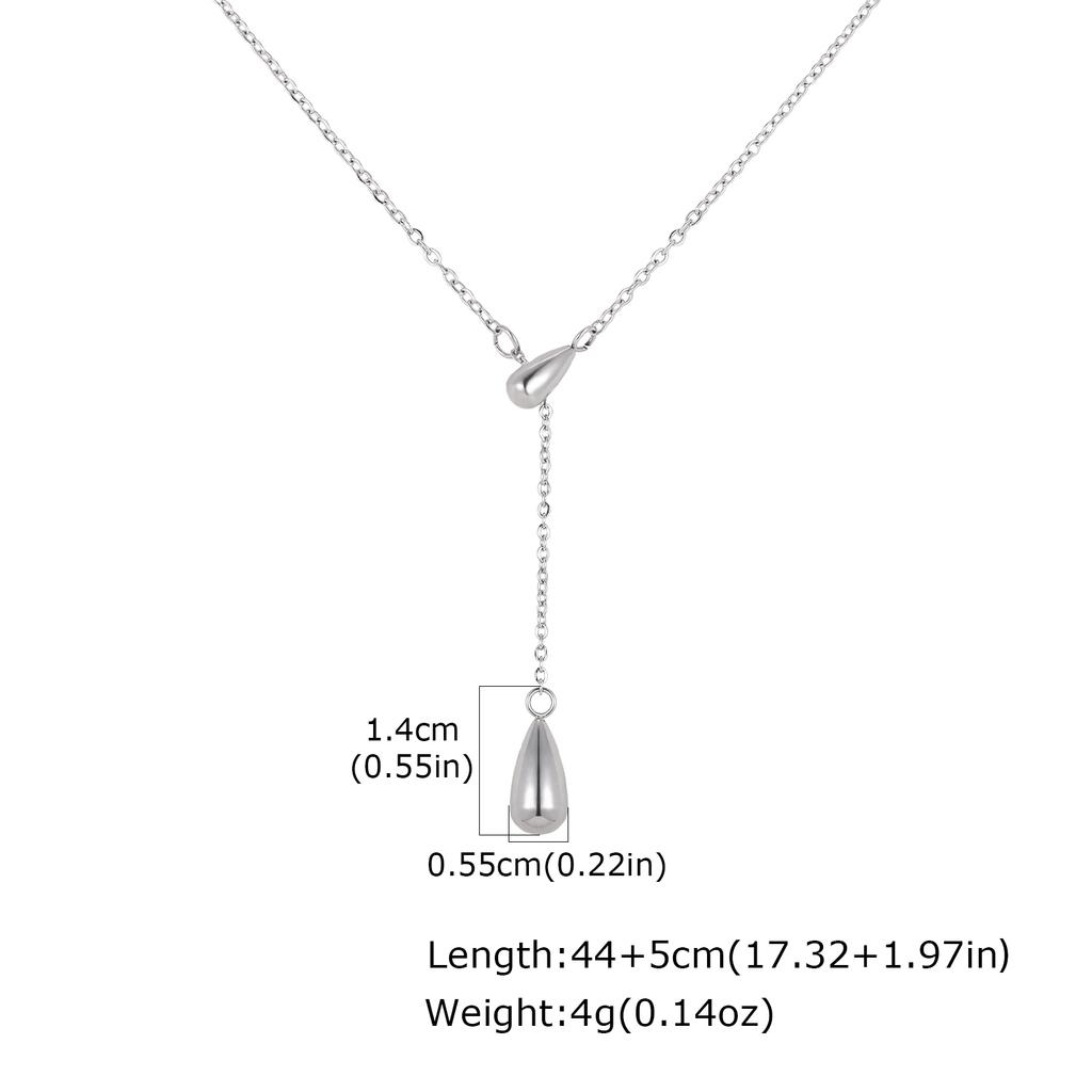 Teardrop Pendant Lariat Y Shape Necklace, Long Chain Tarnish Resistant Adjustable Layering Necklace, Valentine’s Day's Gift