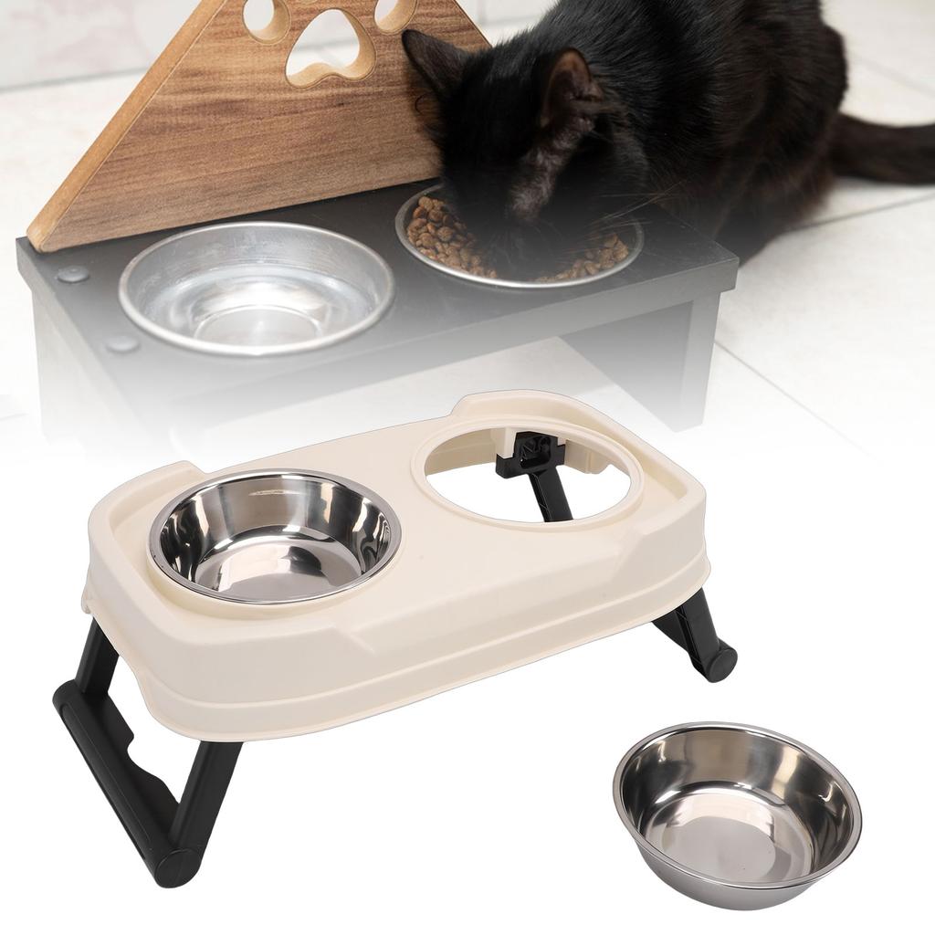 Elevated Cat Bowls with 2 Bowls Height Foldable Raised Cat Food Water Bowl for Dogs Cats