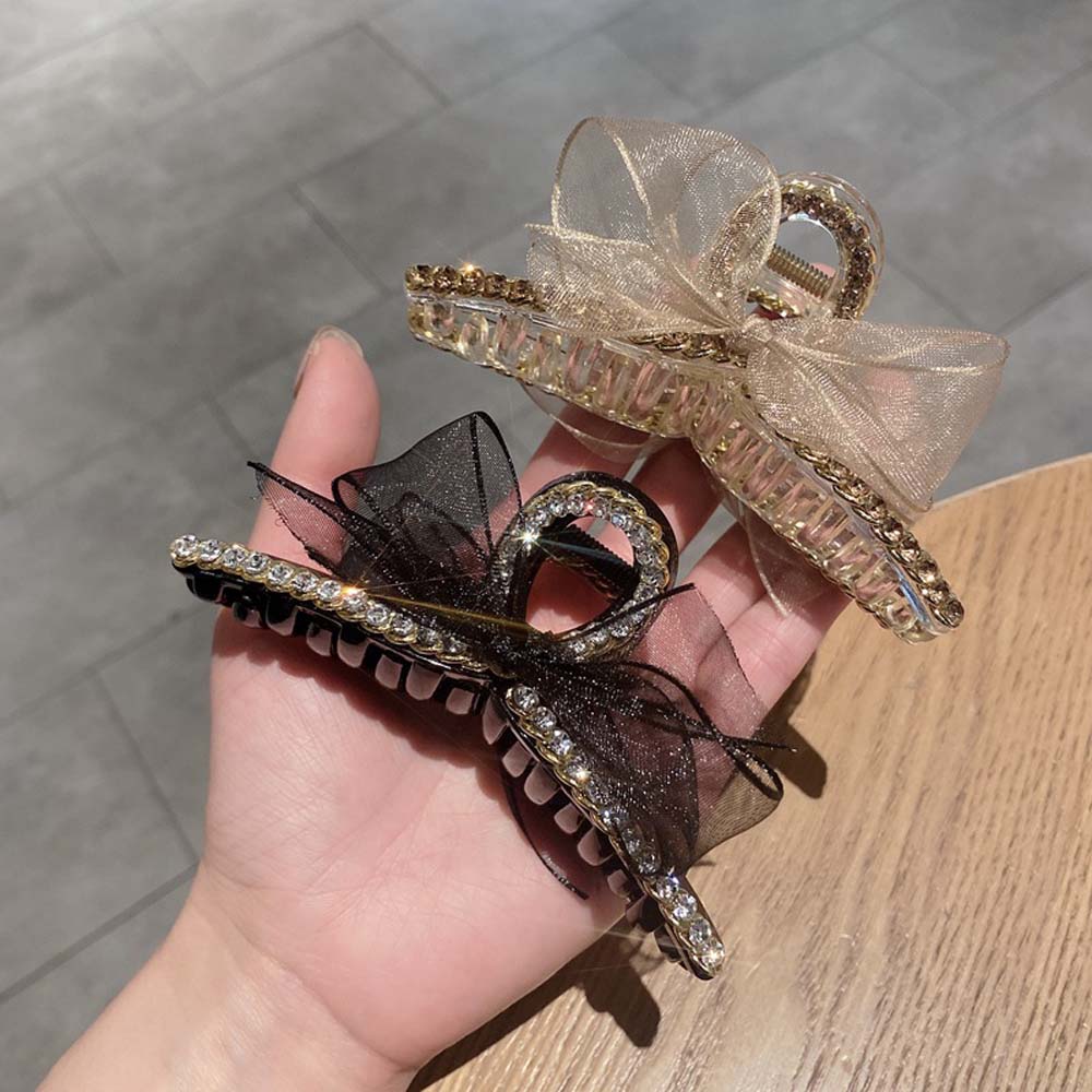 Girls Temperament Net Yarn Korean Bow Knot Grab Clip Hair Accessories Hair Clip Hair Claw