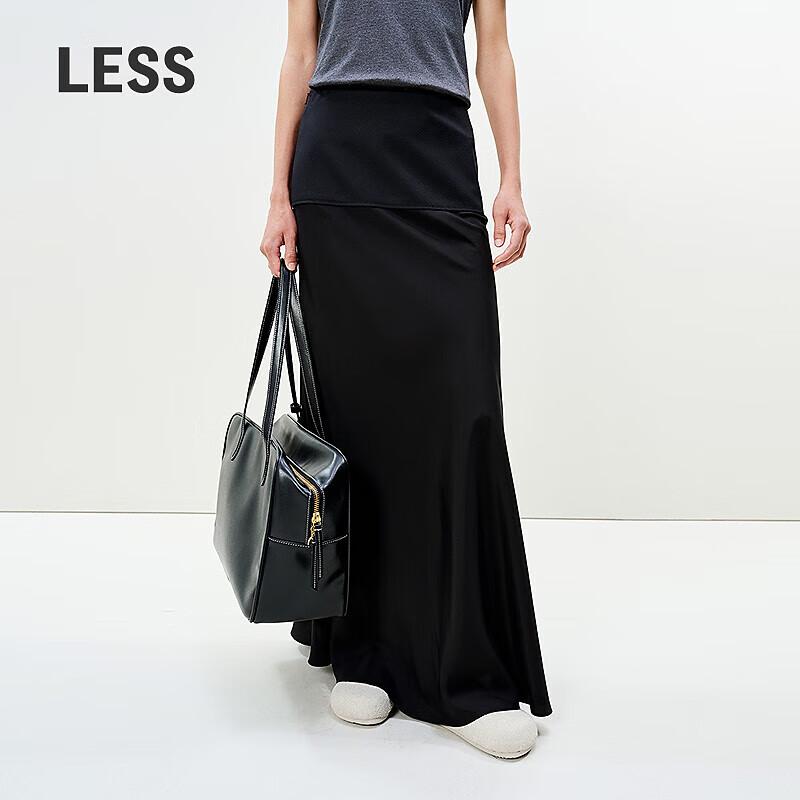 LESS 2025 Spring Slim A-Line Patchwork Long Skirt L