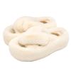 Crossed fluffy slippers women's outer wear new indoor home thick-soled fluffy plush shoes autumn and winter models