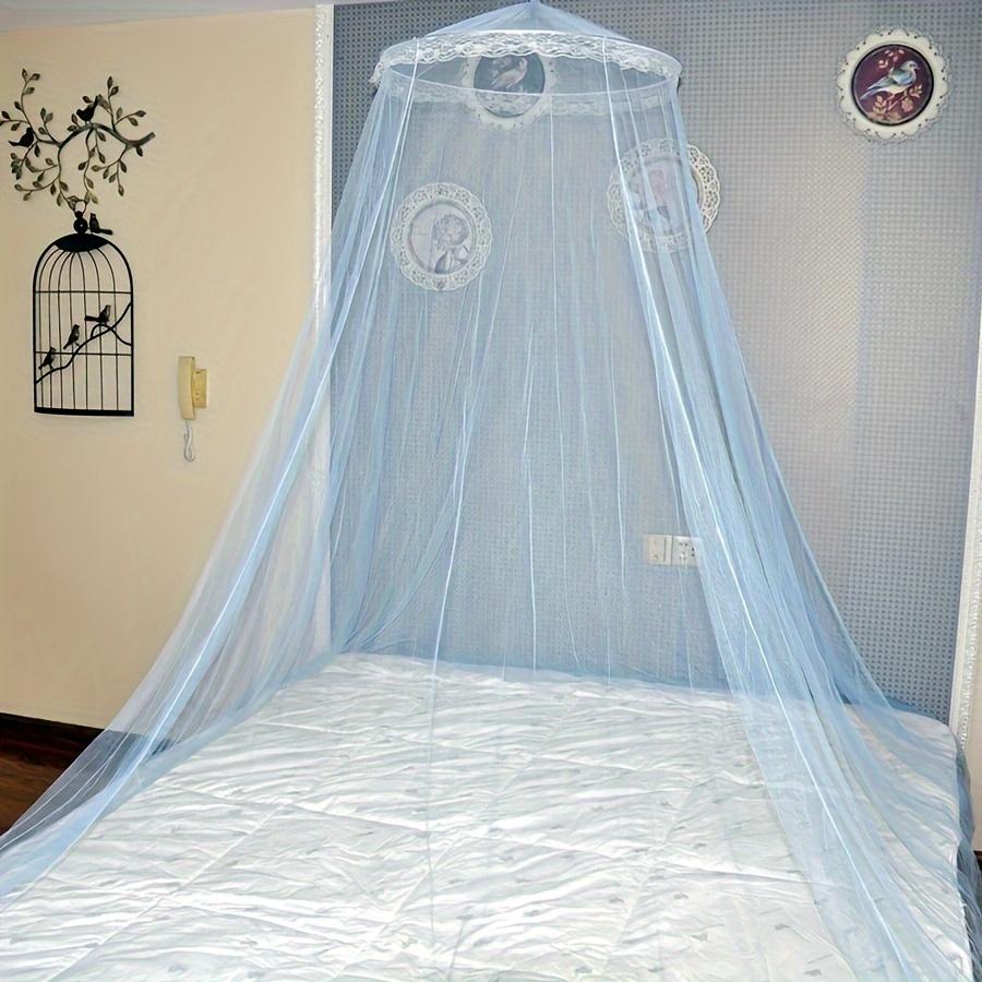 

2/1pcs White Polyester Bed Canopy Mosquito Netting, Non-Waterproof Knit Fabric Room Decor Bed Cover with Zipper Closure синій