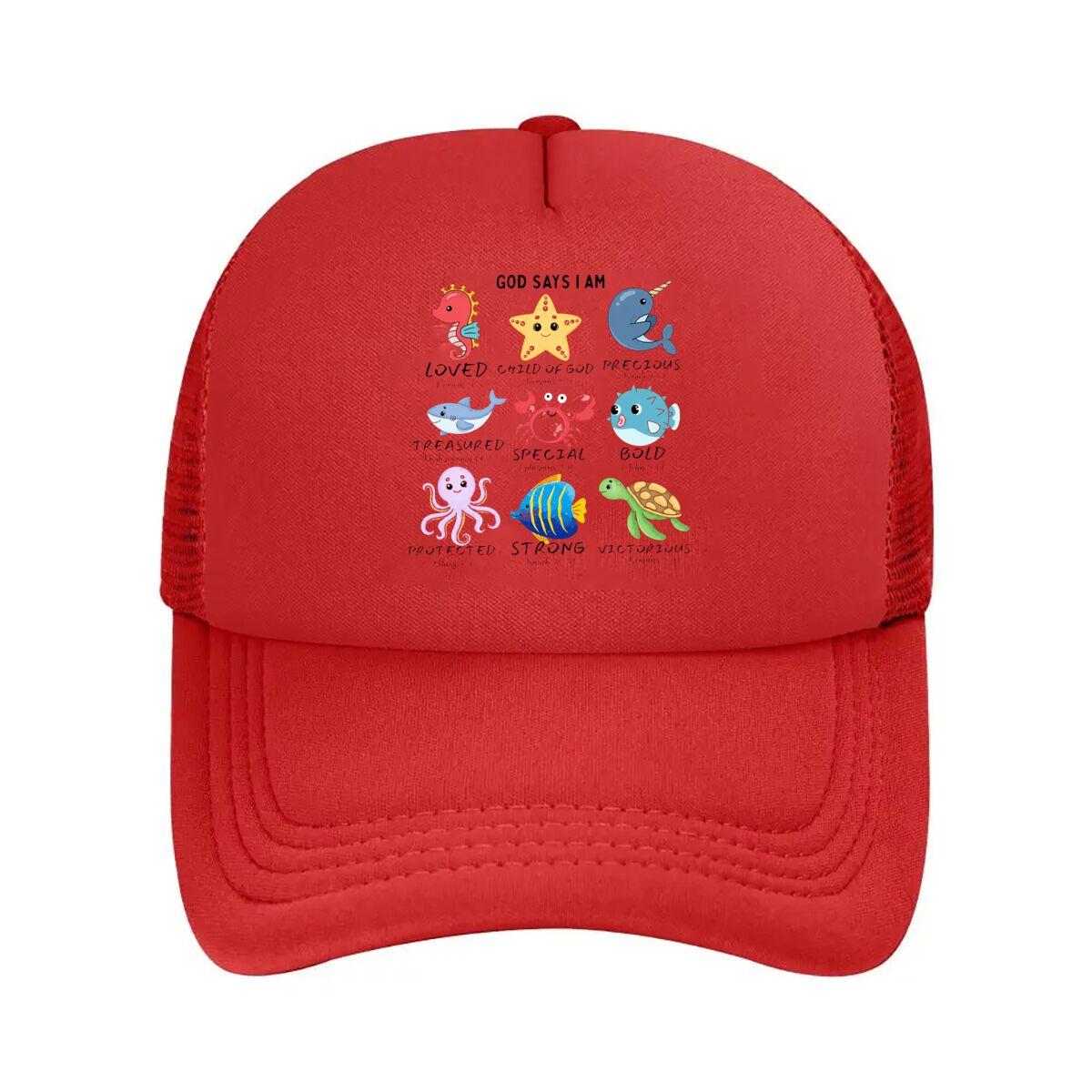 God Says I Am Loved Precious Special Ocean Animals Mesh Baseball Cap Casual Hat Outdoor For Womens Unisex FeUnisex One Size