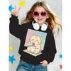 Kids Loose Crewneck Sweatshirt, Cute Cartoon Cat Print Trendy All-Match Long Sleeve Top for Spring Autumn