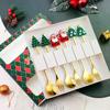 1/2/4/6PCS Stainless Steel Spoon Christmas Dessert Spoon Cake Fork Cartoon Christmas Tree Elk Spoon Fork Christmas Gift Box