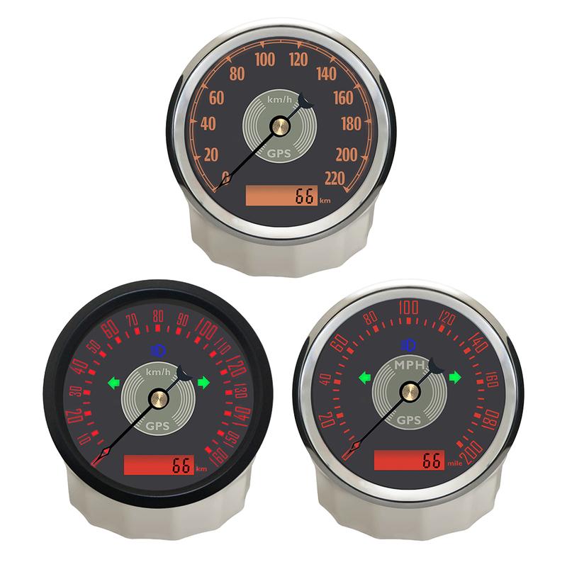 ELING 85mm GPS Speedometer 0-160km/h 0-220MPH Total Mileage Adjustable with Red Yellow Backlight for Car Yacht Universal 9-32V