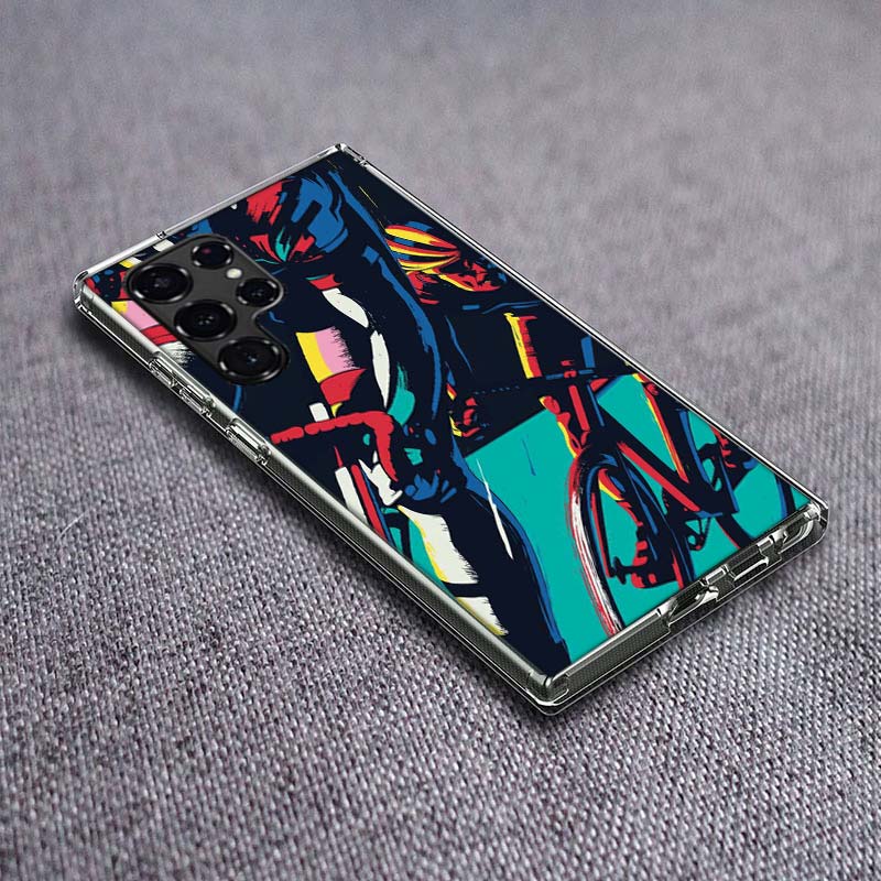 Bicycle Race Phone Case For Samsung Galaxy S24 S23 S21 S20 FE S22 S26 Ultra S25 Edge S10 Plus Cover Clear TPU Capa Shell Coque S