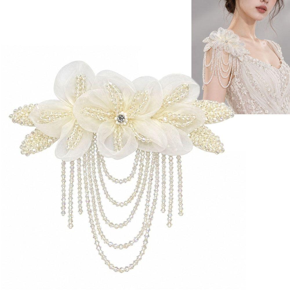 Nail Bead Decor Fabric Flower Hand-Sewn Shoulder Decorative Flowers DIY Clothing Sewing Supplies