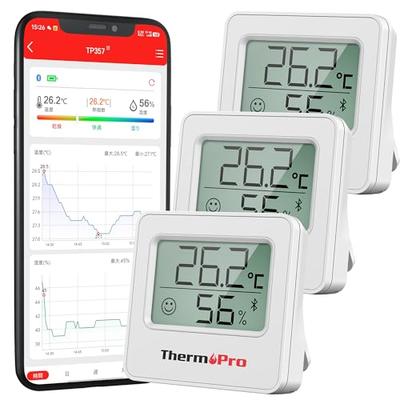 ThermoPro Bluetooth Thermometer/Hygrometer, Digital Thermometer, Wireless, High Accuracy, Large, Easy-to-Read Characters, Smartphone Temperature and H