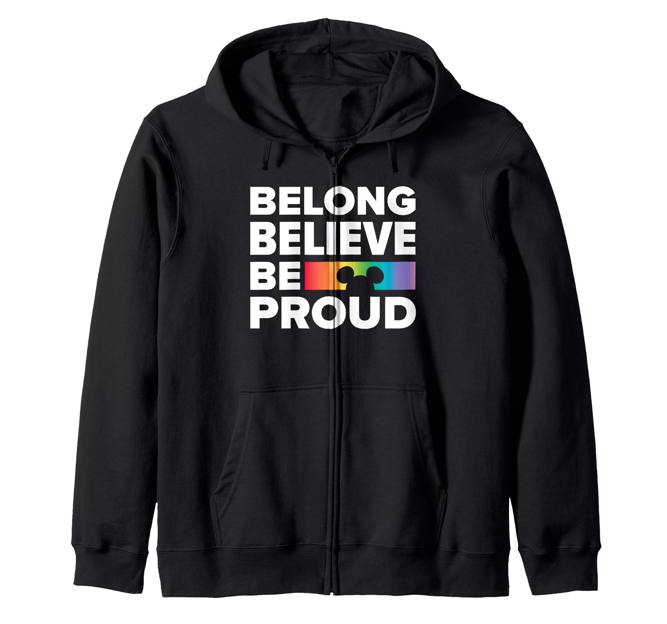 Disney Mickey and Friends Belong Believe Rainbow Gradient Zip Hoodie