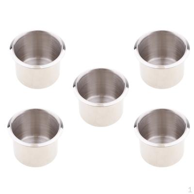 5 Piezas 68mm Soporte para Bebidas de Acero Inoxidable Plateado