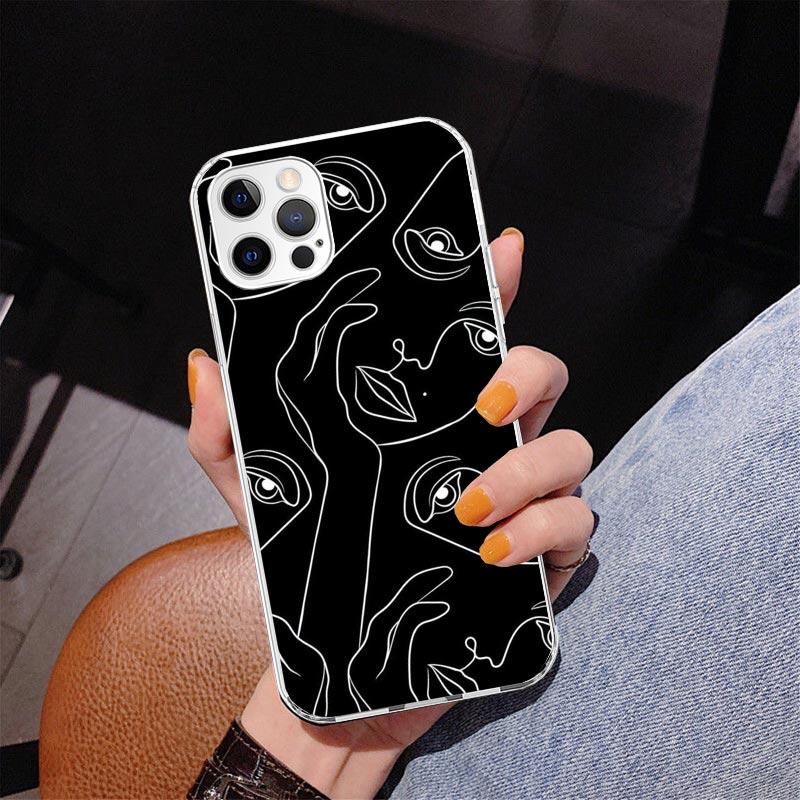 Abstract Line Women Face Phnoe Case for Iphone 17 Air 16 11 12 13 Mini 14 Plus 15 Pro Max 7 8E SE 2020 16ProMax Phone Cover Coqu