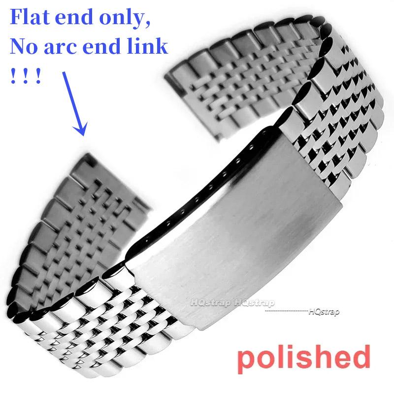 

Curved Flat End Stainless Steel Watch Band for Seiko 18mm 20mm 22mm Metal Strap for Rolex Polished Matte Bracelet Wristband Band 18mm