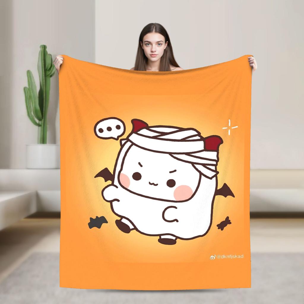Super Warm BlanketStudents Picnic Bubu Dudu Halloween Throw Blanket Flannel Bedspread For Living Room Aesthetic Sofa Bed Cover