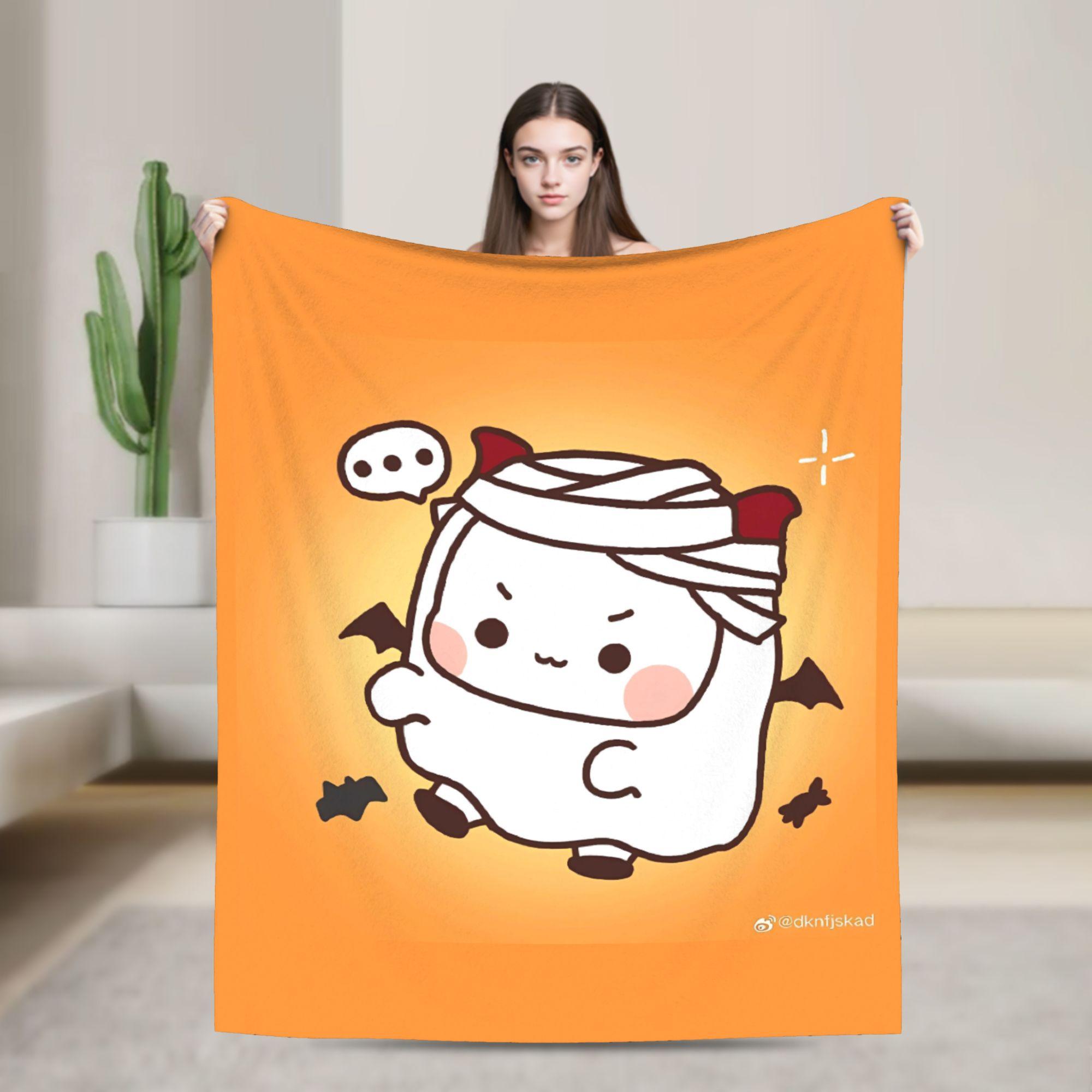 

Super Warm BlanketStudents Picnic Bubu Dudu Halloween Throw Blanket Flannel Bedspread For Living Room Aesthetic Sofa Bed Cover 75x90cm