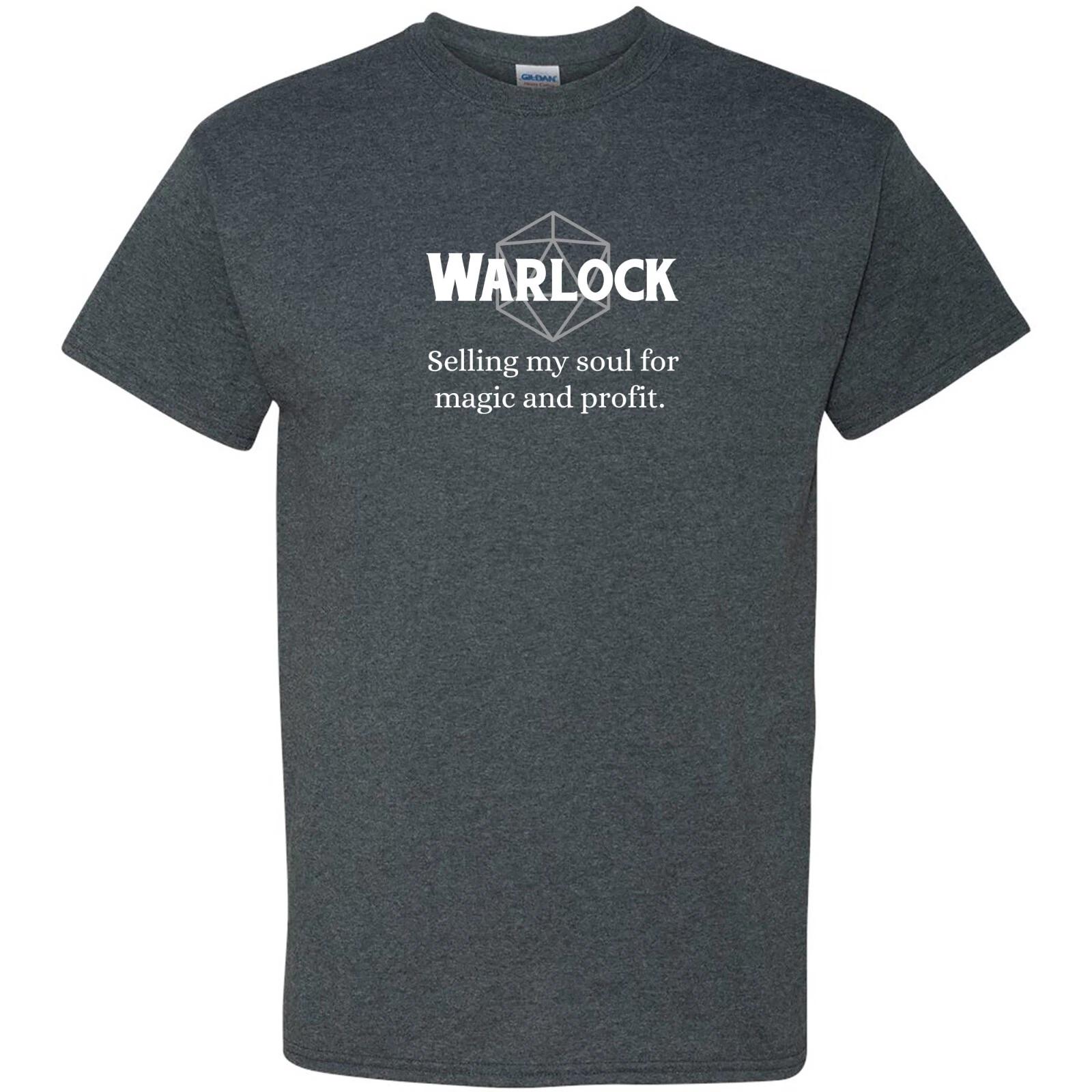RPG Class Quote Warlock - Tabletop Game Fantasy T Shirt - Dark Heather M
