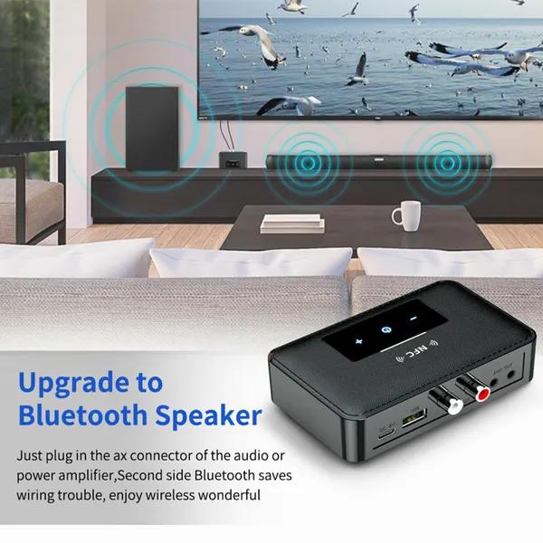 Bluetooth 5.0 Verici Alıcı Kablosuz 3.5mm AUX NFC'den 2 RCA Ses Adaptörüne