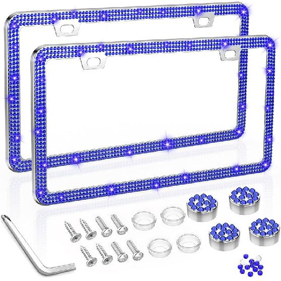 SHARE&CARE Bling License Plate Frame, Crystal License Plate Cover, Car License Plate Holder With Rhinestone Crystal Diamond Screw Set - 1 Pack