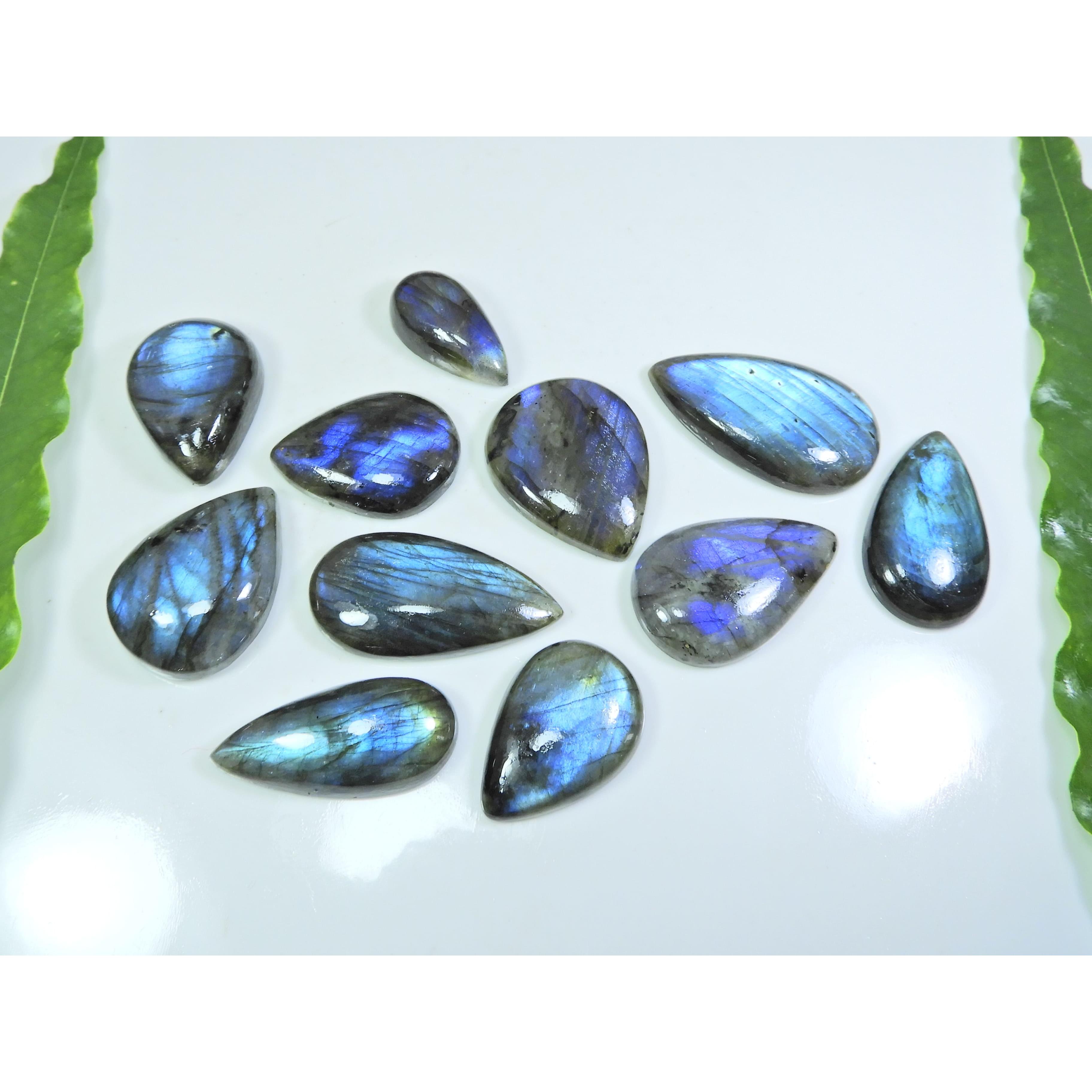 

27X40-14X20MM Natural Blue Labradorite Pear Cabochon Loose Gemstone 11Pcs LL-979