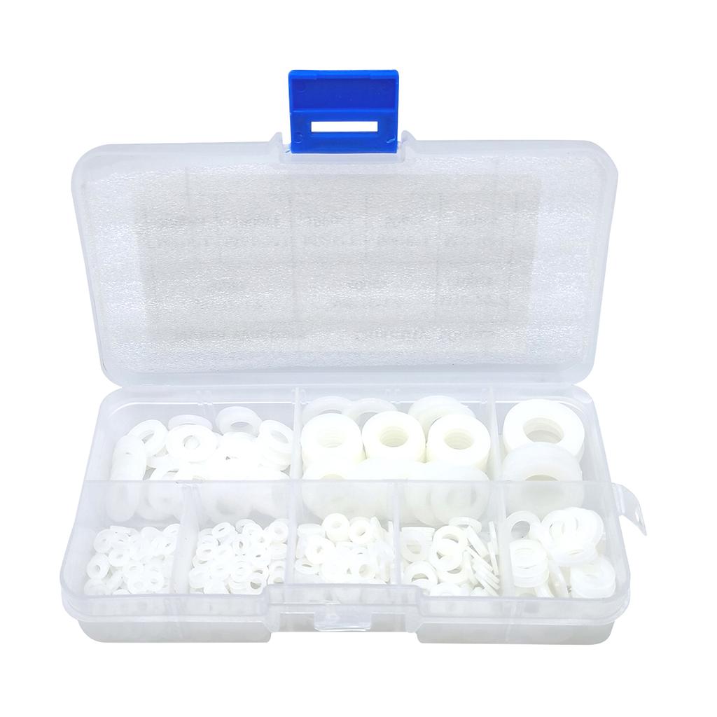Pack Of 500 Nylon Washers Home Improvement Flat Spacer Pads Nylon Flat Washer Assortment Suitable for Furniture Hardware