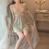 Summer women's chest pad lace sexy pure desire style new ice silk thin suspender skirt nightdress