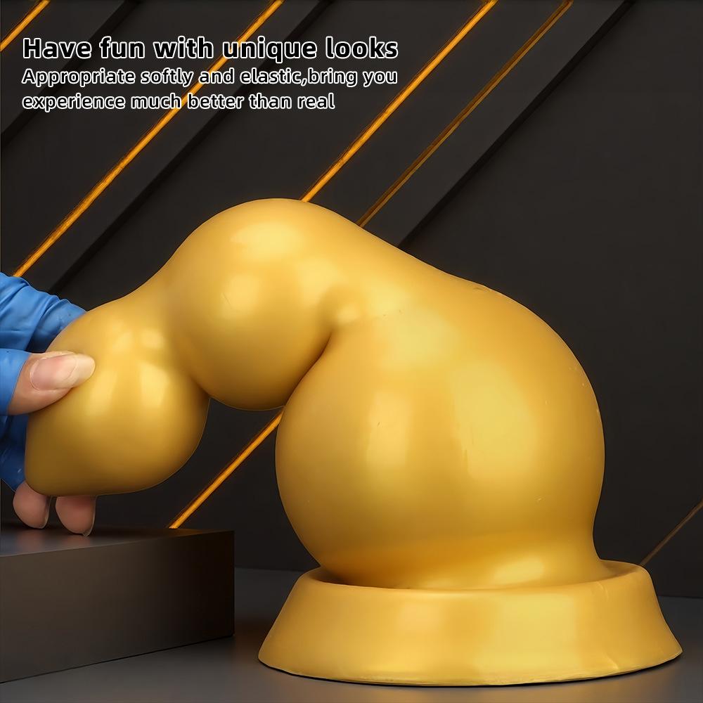 Gros Plug Anal Fileté en Silicone Doré Dildo Réaliste Jouet Sexuel pour Adultes pour Couples Fisting