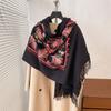 Winter Warm Cashmere Scarf for Women Floral Embroidery Pashmina Blanket Thick Shawl Wrap Neckerchief Elegant Poncho Bufanda