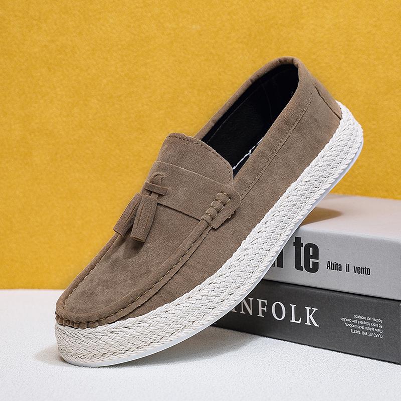 Men's Suede Fringed Loafers Espadrile Sole Slip on Shoe Casual Driving Shoes Flat Vulcanized Shoes Designer Shoes Luxus 2025