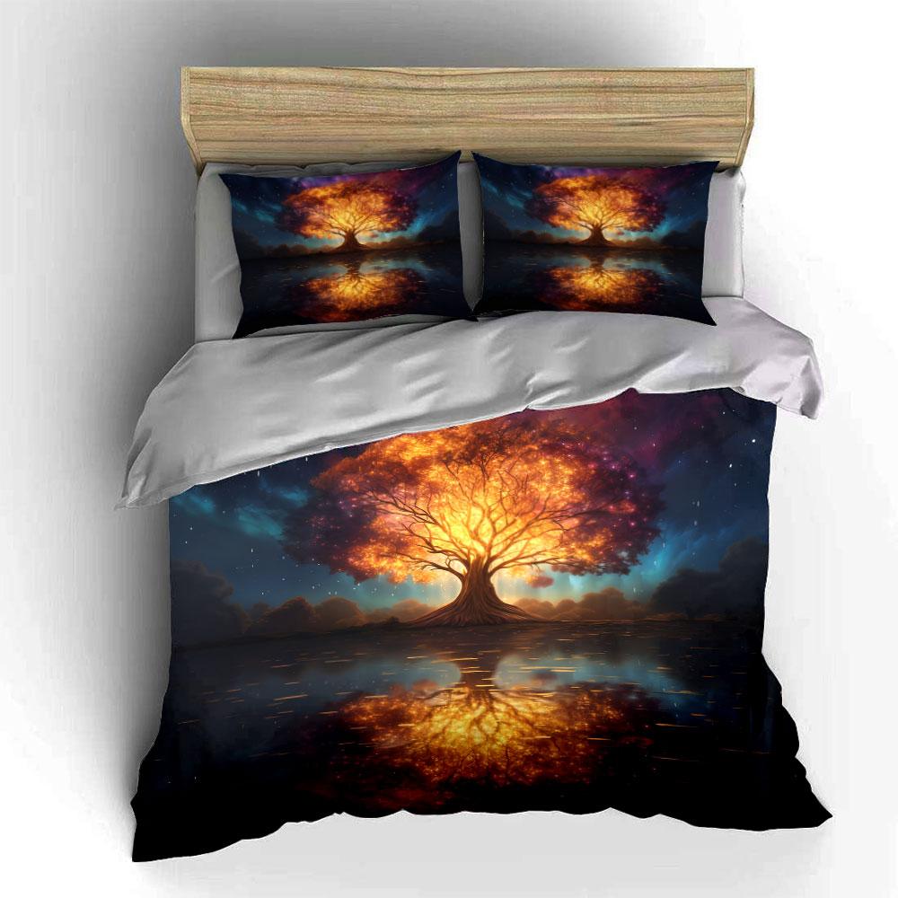 Glowing Tree Art Decoration Set Soft Comfortable Duvet Cover Bedding Set Included 1*Duvet Cover & 2*Pillowcases, Gift