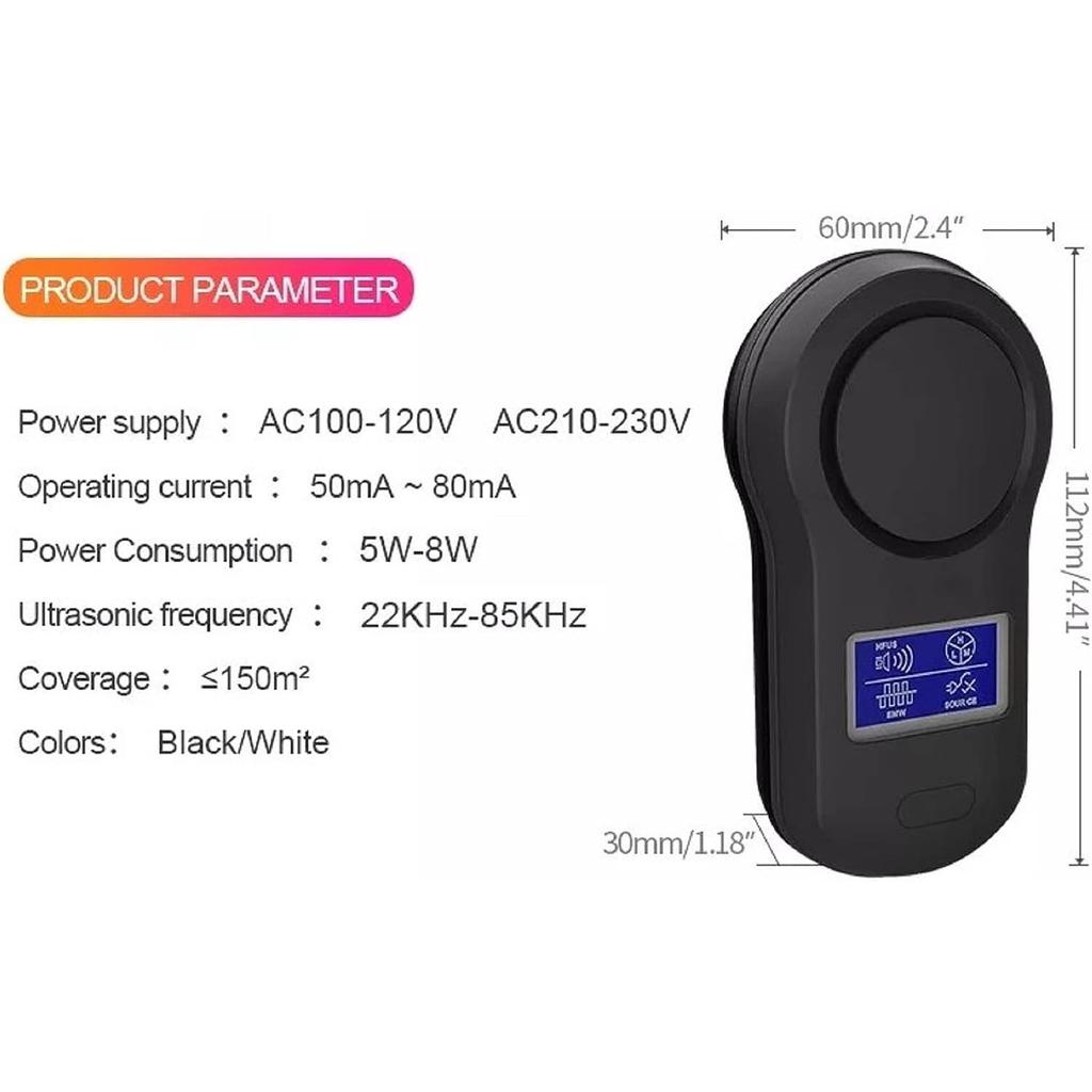 Generic BG-305 Ultrasonic Mouse Repellent for Martens, Mosquitoes, Rodents Protection Up To 150 Square Meters