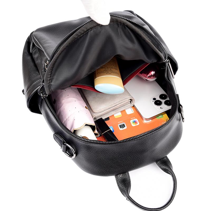 Fashionable and Minimalist Women's PU Leather Backpack with Top Handle, Perfect for Commuting, Travel, and Daily Use