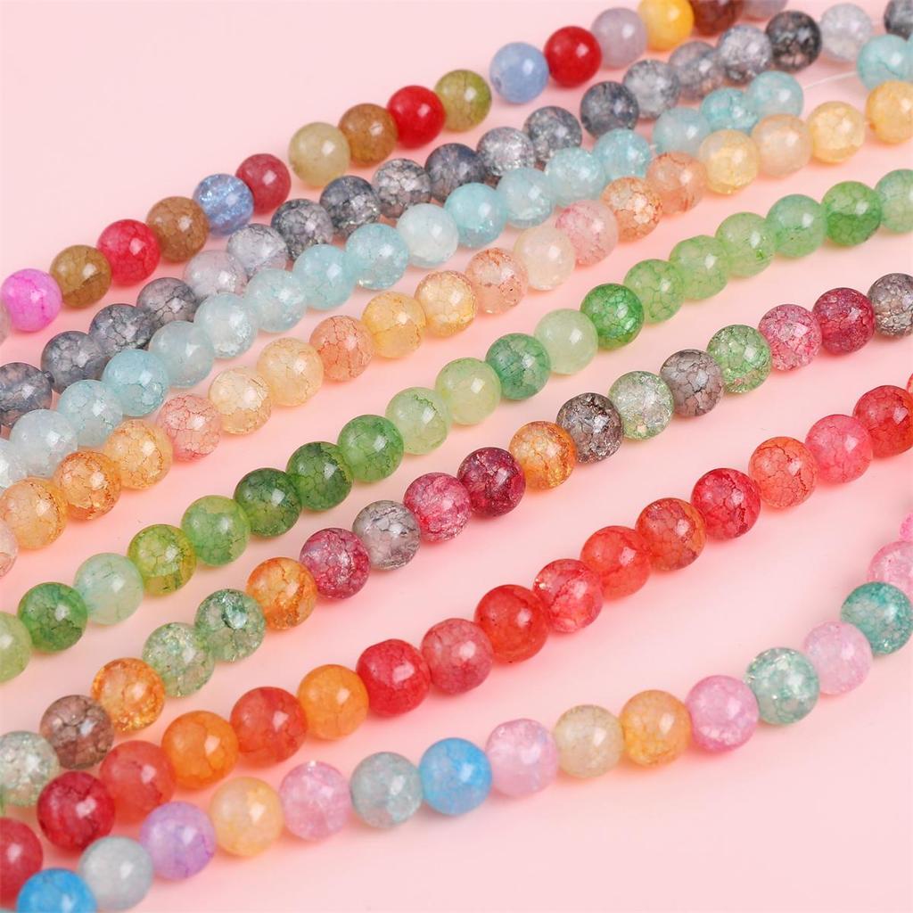 8mm Colorful Glass Crack Beads For Jewelry Making DIY Necklace Bracelet Phone Chain Lighting