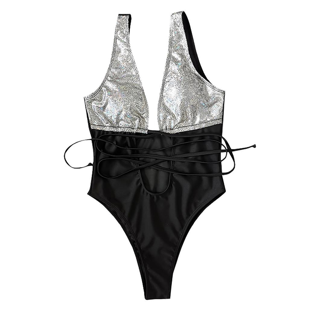Women's One-Piece Snake Print Hot Stitching Sexy Straps With Chest Pads Without Steel Bbra Swimsuit