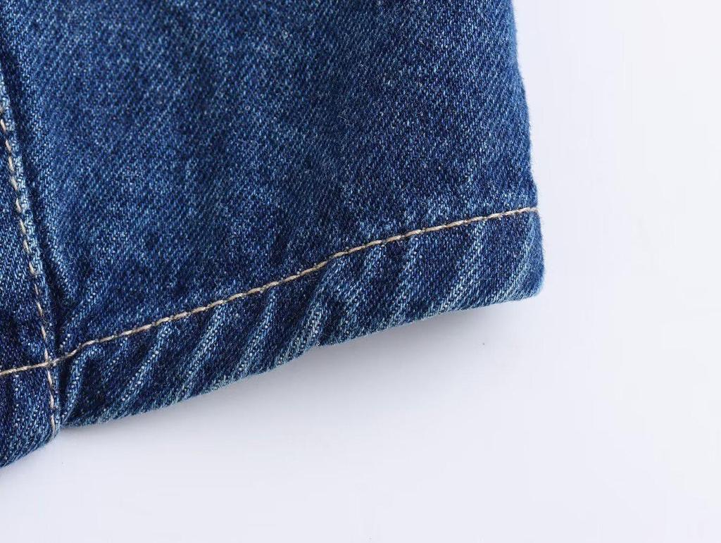 2024 Winter Women's European & American Style Fashionable Casual Denim V-Neck Sleeveless Vest