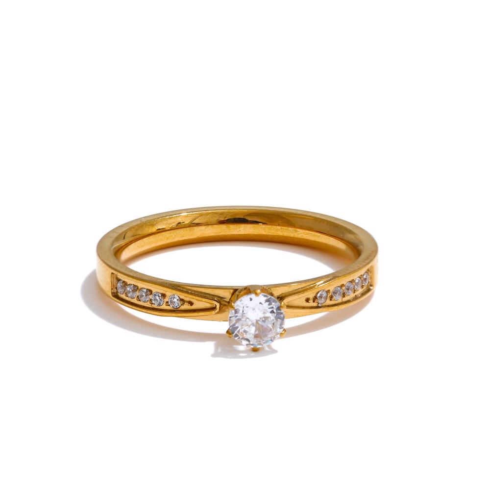 

Yhpup 6789# Fashion Stainless Steel Bling Cubic Zirconia CNC Wedding Style Chic Ring 18K Gold Color Plated Finger Jewelry Gift 6