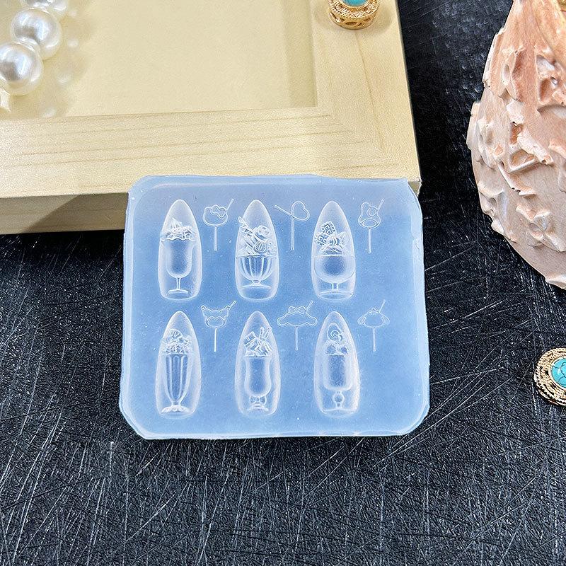 3D Silicone Nail Art Mold Cartoon Cute Dog Bear Cake Bread Relief Carving Diy Design Nail Parts Charm Decorations Manicure Tool