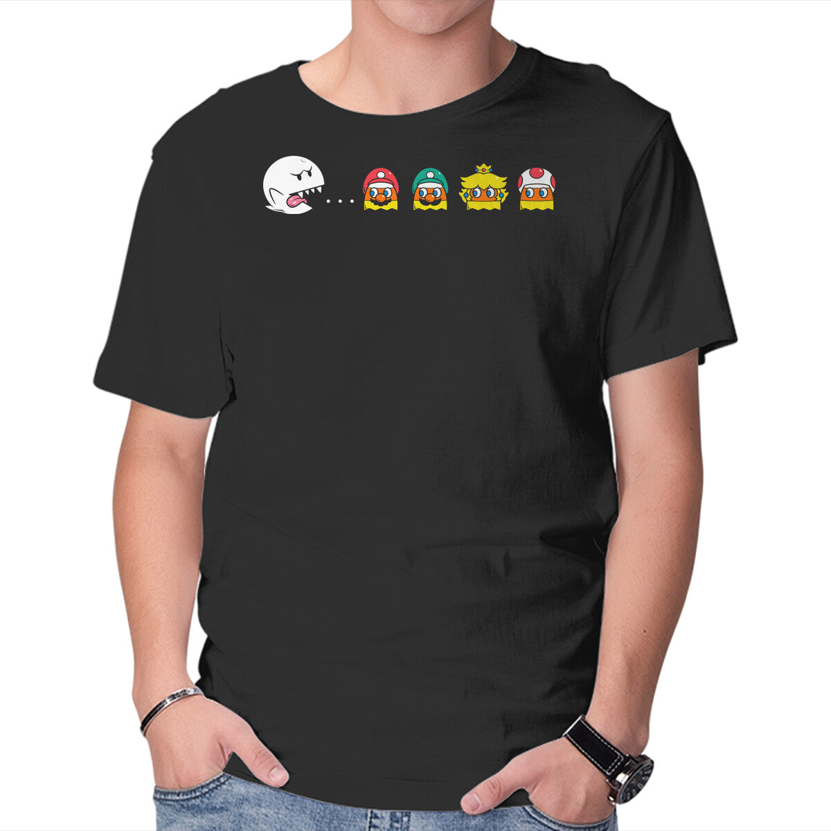Unisex Crew Neck T-Shirt Pac-Boo Graphic Short Sleeve Casual Tee XXL