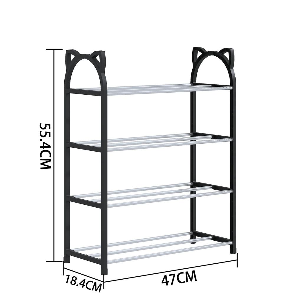 Simple Shoe Rack 4-layer Practical Shoe Cabinet Home Shoe Storage Rack Space-saving Removable Cat Galvanized Tube Shoe Rack