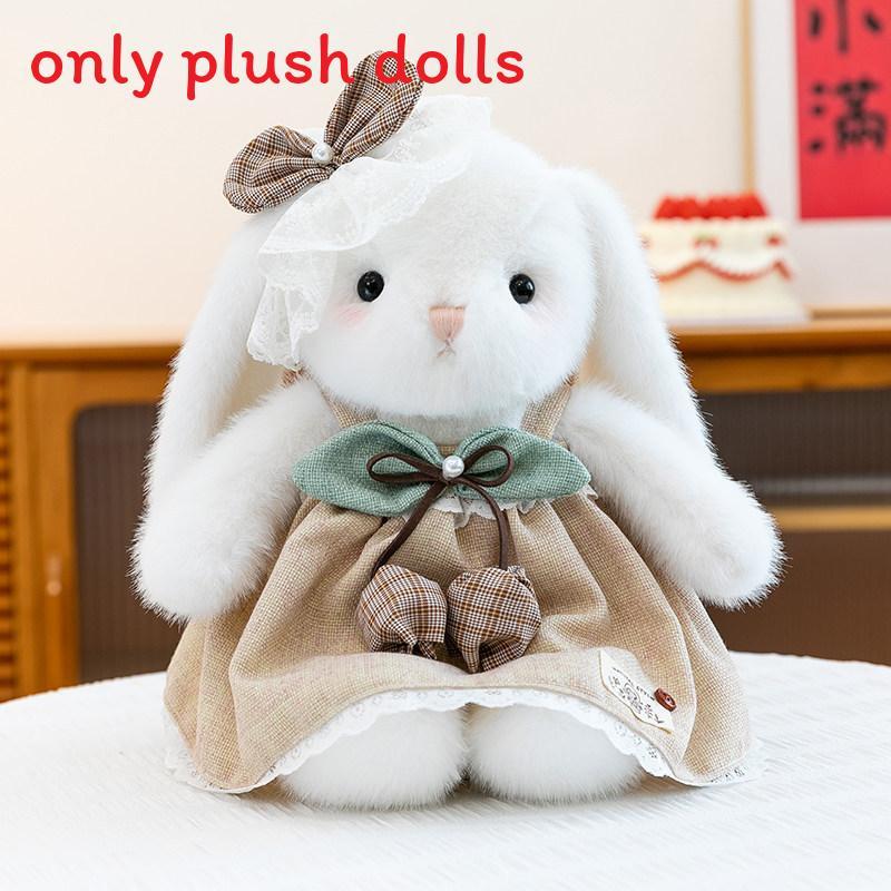 Plush Rabbit Toy With Dress And Bow Decoration For Girls And Kids Snuggle Pillow