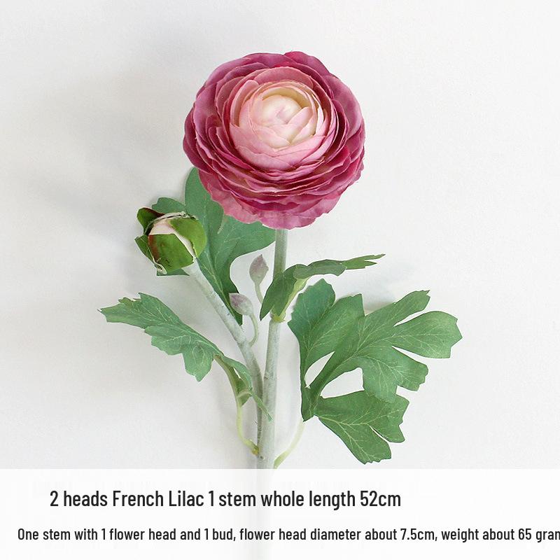 Lotus Peony Silk Flower Arrangement - 2-Head Artificial Ranunculus for Wedding Decoration