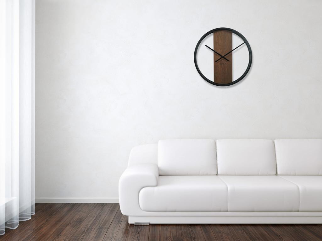Wooden loft oval brown wall clock 50cm