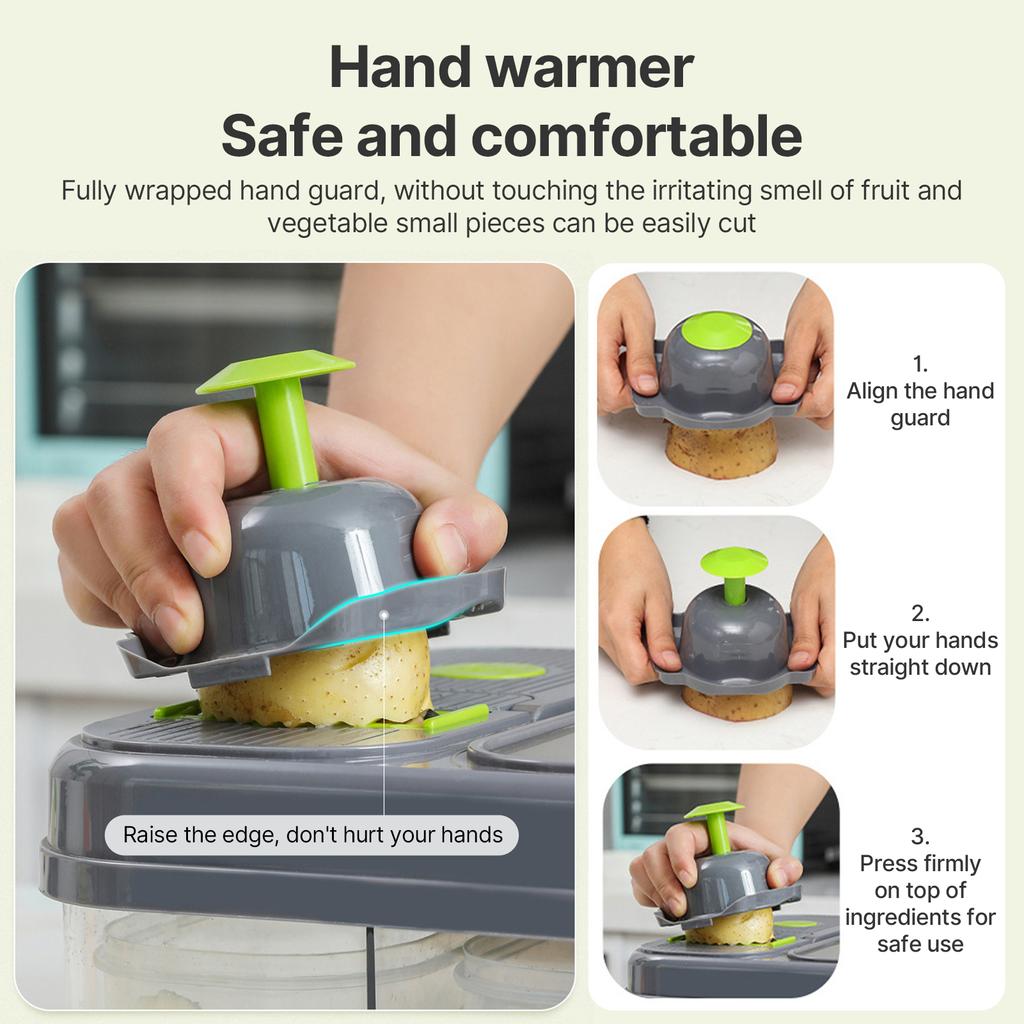 7 In 1 vegetable chopper with container and Lid Manual Hand Veggie Chopper Self Cleaning Mini