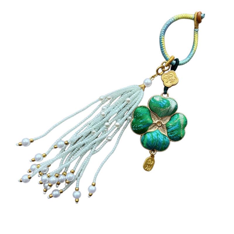 Pure Handmade Song Brocade Horse Pendant Charm – Double-Sided Fortune & Prosperity Tassel Ornament
