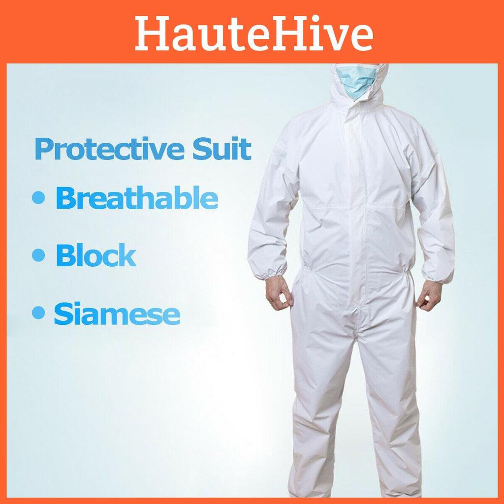 Singleuse Protective Suit With Blue Tape And Nonwoven Material For Dust And Chemical Isolation In Work Environments