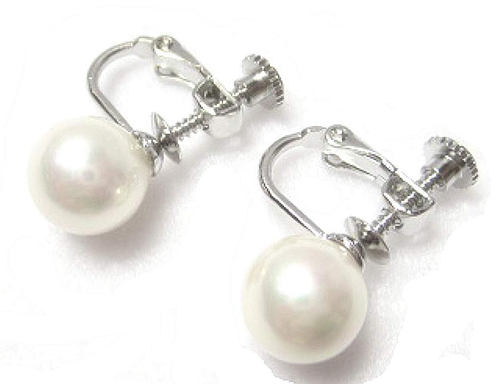 [MAHINA] Made In Japan Shell Pearl 8mm Two-Piece Set with Luxury Case, Suitable for Formal Occasions (White: Earrings)