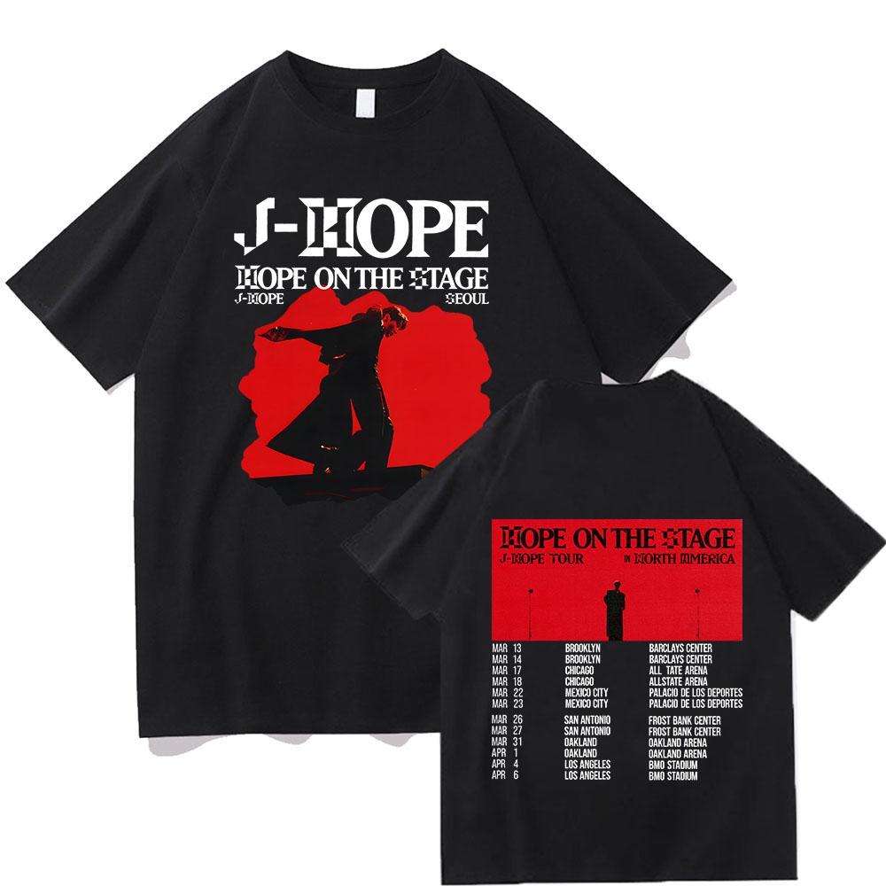 

J-Hope Hope on The Stage Tour Футболки Женские Мужские Уличная одежда J Hope Мировой тур Хлопковые футболки Летние Футболки с круглым вырезом и коротким рукавом Повседневные топы M