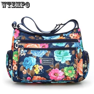 Rural Style Floral Printed Women Single Shoulder Bags European and American Style Vintage Lightweight Zipper Messenger Bags